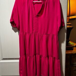 CeCe Vibrant Pink Midi Dress